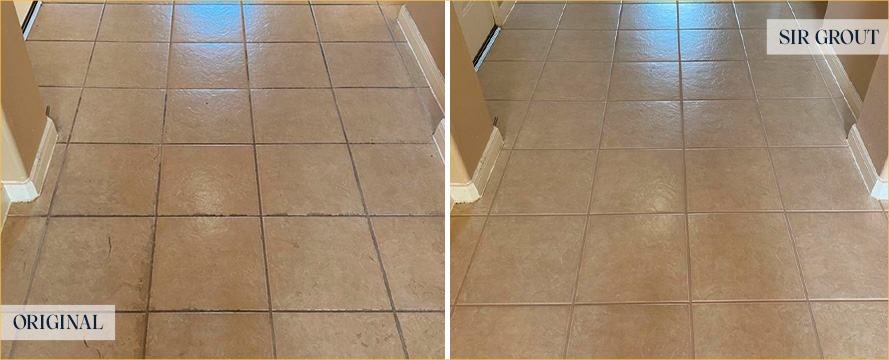 Floor Before and After a Flawless Grout Cleaning in Spring, TX