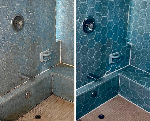 Shower Before and After Our Caulking Services in Richmond, TX