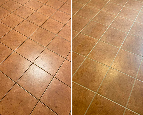 Floor Before and After a Grout Cleaning in Richmond, TX