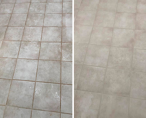 Floor Before and After a Grout Sealing in Katy, TX