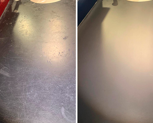 Vanity Top Before and After a Stone Honing in Houston, TX