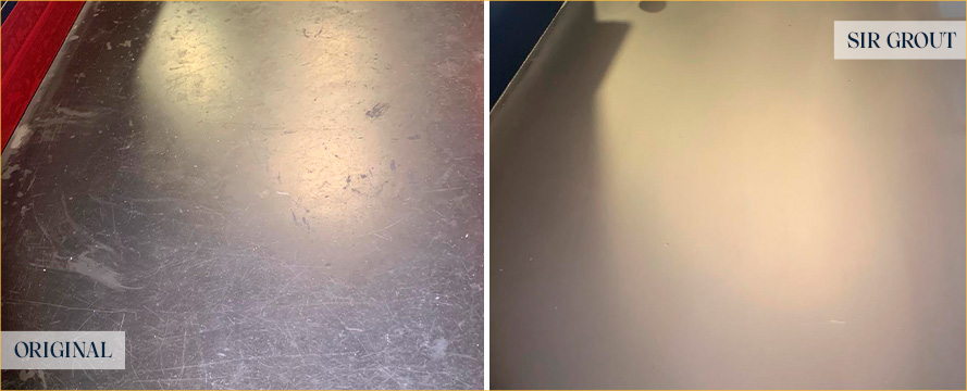 Marble Vanity Top Before and After a Stone Honing in Houston, TX