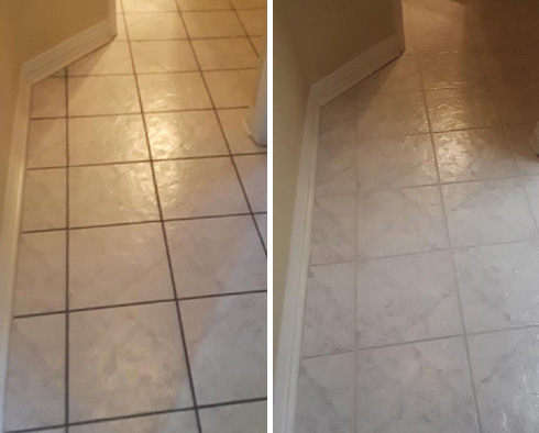 Floor Before and After a Grout Sealing in Spring, TX