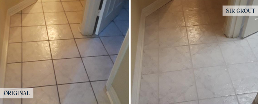 Floor Before and After a Flawless Grout Sealing in Spring, TX