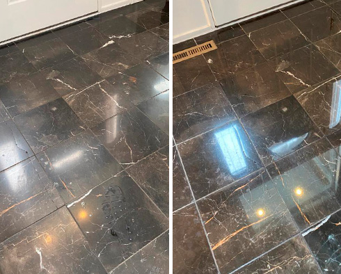 Floor Before and After a Stone Cleaning in The Woodlands, TX