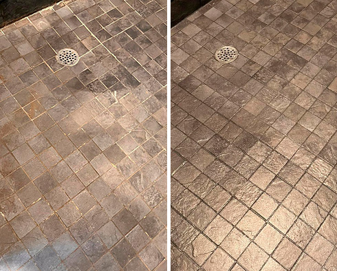 Shower Before and After a Grout Sealing in Sugar Land, TX